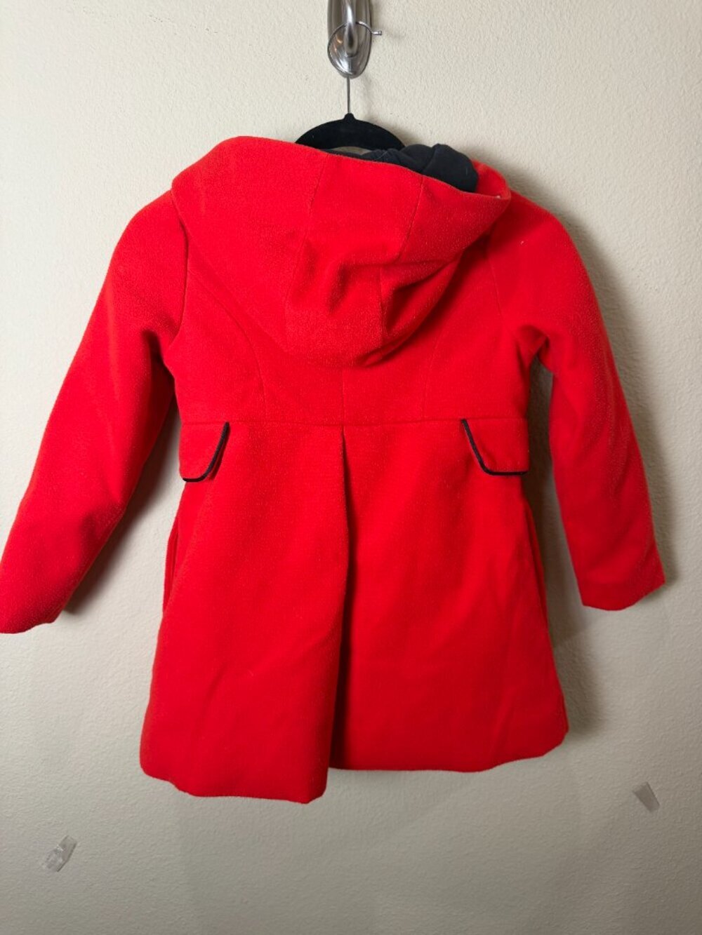 Cat & Jack Red Coat with Fur Trim & Black Piping Size 6X/7 - Picture 3 of 9